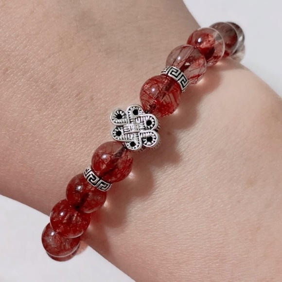 natural red hair rutilated quartz amulet bracelet - Picture 1 of 3